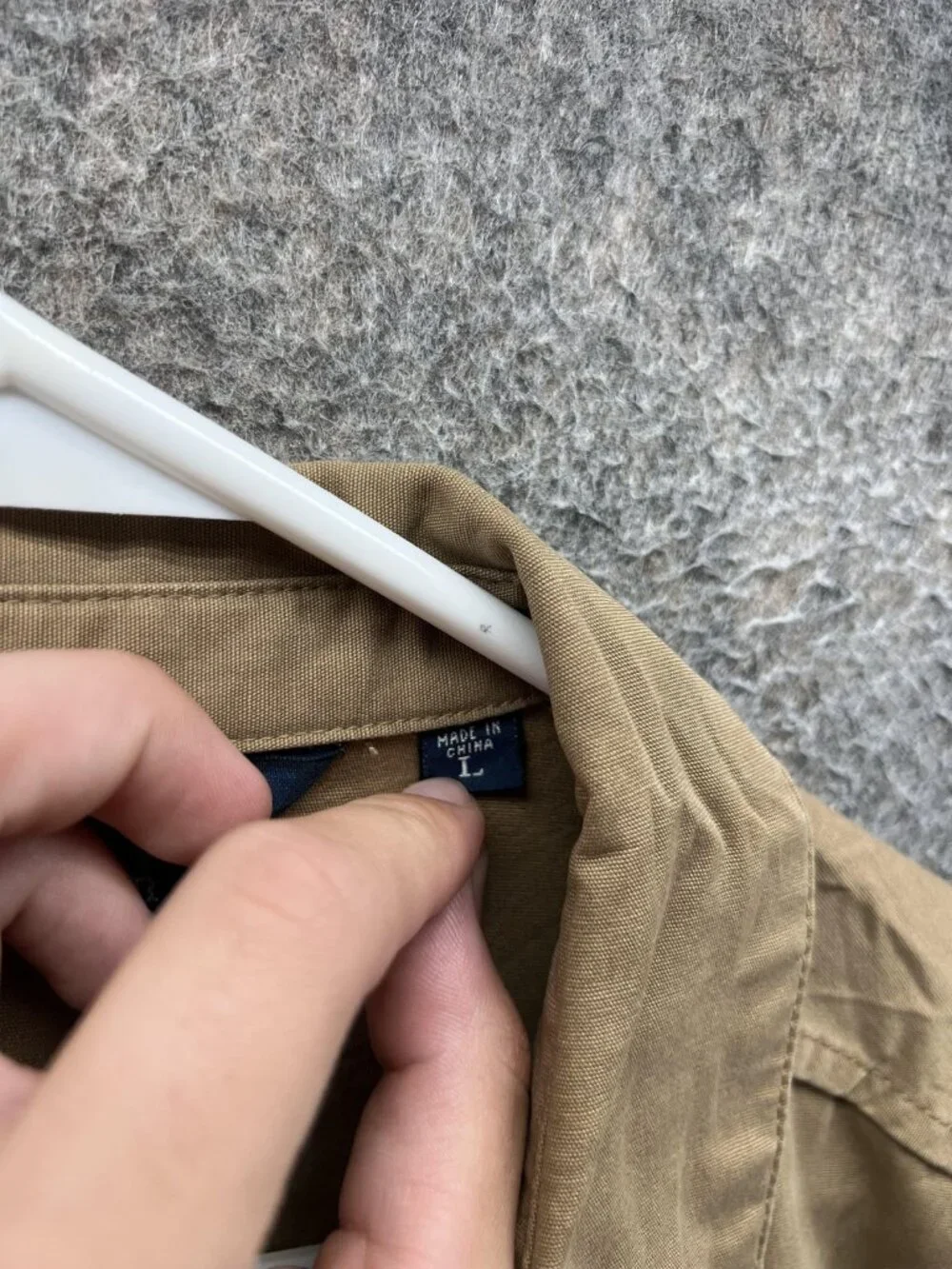 Polo Ralph Lauren Jacket Mens Large Beige Canvas Full Zip B Swing Harrington vtg
